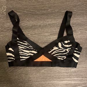 Zebra top & black bikini bottom